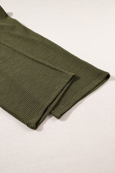 Solid Color Textured Buttoned Shirt and Casual Pants Set